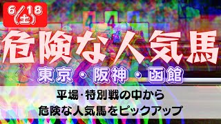 【中央競馬予想】6月18日(土)平場・特別レースの危険な人気馬ピックアップ