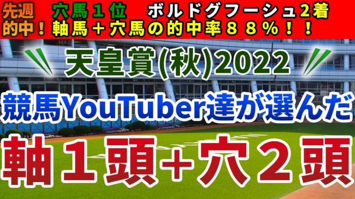 天皇賞秋2022 競馬YouTuber達が選んだ【軸1頭＋穴2頭】