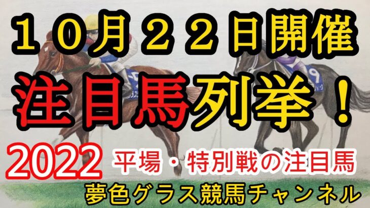 【注目馬列挙・平場予想】2022年10月22日JRA平場特別戦！阪神メインオータムリーフステークスはこの馬の巻き返しに注目！引き続き3場開催！