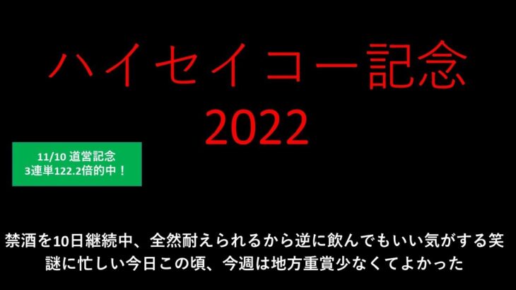 【競馬予想】2022 11/16ハイセイコー記念【地方競馬】