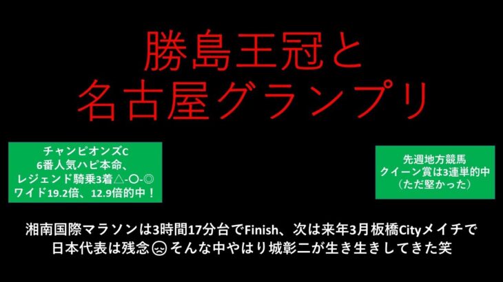 【競馬予想】2022 12/8勝島王冠と12/8名古屋グランプリ【地方競馬】